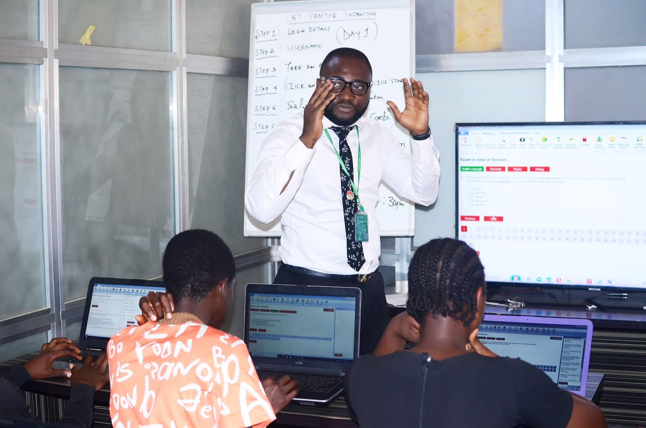 Students taking part in a computer-based training session